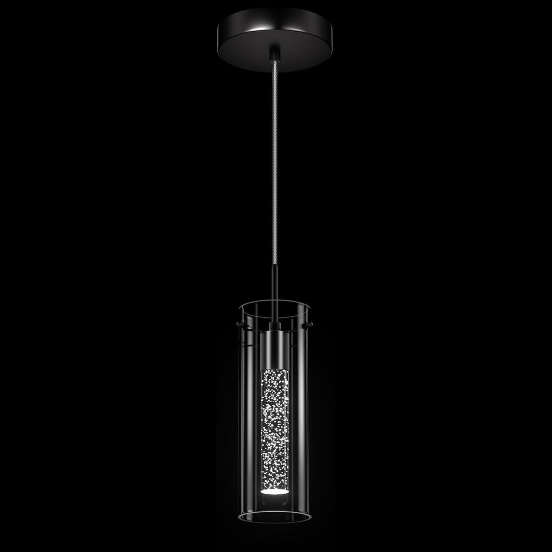 1 Pack Pendant Ceiling Light Fixture, Pendant Lights for Kitchen Island Crystal Pendant Light, 1-Light Integrated Kitchen Hanging Light Fixture Modern Island Light with Bubble Glass