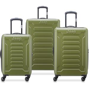 Jeep JH004C Hardside Expandable Luggage with Spinner Wheels, Avocado, 3 Piece Set 20/24/28 Inch