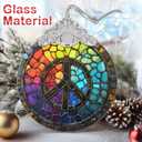 Christmas Decorations Ornaments, Stained Glass Ornament, Christmas Tree Ornaments, 2025 Gift Ornament, Xmas Gift for Friend Family Coworker - Peace Sign