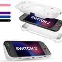 FIWWAT Protective Case for Nintendo Switch 2 (2025), TPU Middle Frame & PC Front Protector 360 Protection, Non-Slip Ergonomic Grip, Shockproof & Anti-Scratch Shell Cover, White