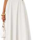 ZESICA Women's Summer Sleeveless Halter Midi Dress 2025 Off Shoulder High Waist Swing Flowy Beach Long Dresses (Ivory) S 