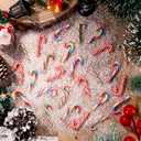 80Pcs Christmas Mini Candy Canes Faux Clay Candy Canes for Crafts Rainbow Candy Cane Miniatures Xmas Candy Stick Ornaments for Vase Filler Tree Hanging Christmas Party Decorations