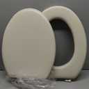 Soft Elongated Vinyl Toilet Seat, Bone - 19 Inch Soft Vinyl Cover with Comfort Foam Cushioning - Fits All Elongated Size Fixtures - Easy to Install Fantasia by Achim Home Decor