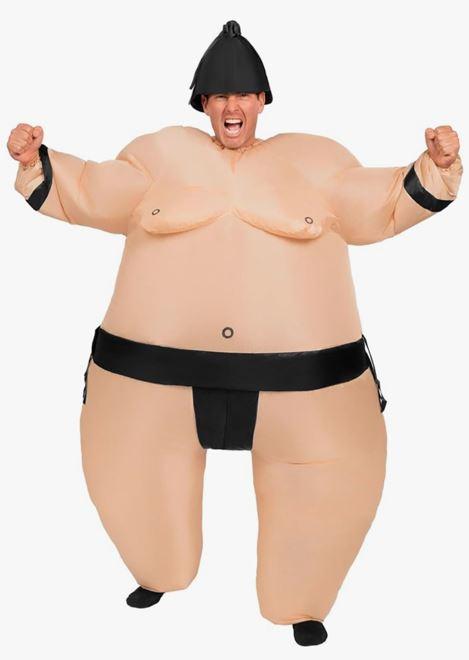 Spooktacular Creations Sumo Inflatable Costume for Adult, Funny Air Blow Up Costumes, Full-Body Sumo Costume
