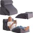 5Pcs Wedge Pillow Set for After Surgery, Memory Foam, Grey Plush