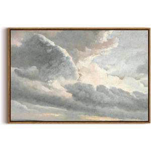 InSimSea Framed Canvas Wall Art Vintage Decor, Large Landscape Wall Art, Study of Clouds Painting, French Country Modern Farmhouse Decorations, Rustic Wall Decor for Living Room Bedroom, 20"x30"