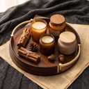 11.6 Inch Serving Tray with Handles Decorative Bamboo Tray Round Jewelry Trinket Trays for Kitchen Multipurpose Kitchen Organizing Home Decor (Brown)
