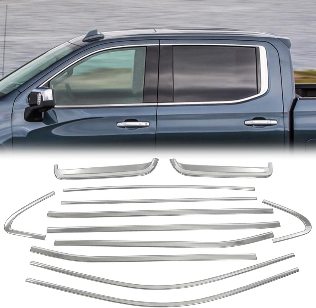 Chrome Window Trim for Chevy Silverado GMC Sierra 1500 Crew Cab 2019-2026