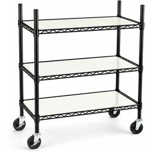 3 Tier Metal Shelving Unit with Wheels, Heavy Duty Garage Storage Shelves