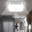 TOOWELL Waterproof Rechargeable Shower Light Indoor - 10000mAh Motion Sensor Closet Lights, Battery Operated Ceiling Light for Shower Closet Patio Pantry Hallway Porch Stair (White)