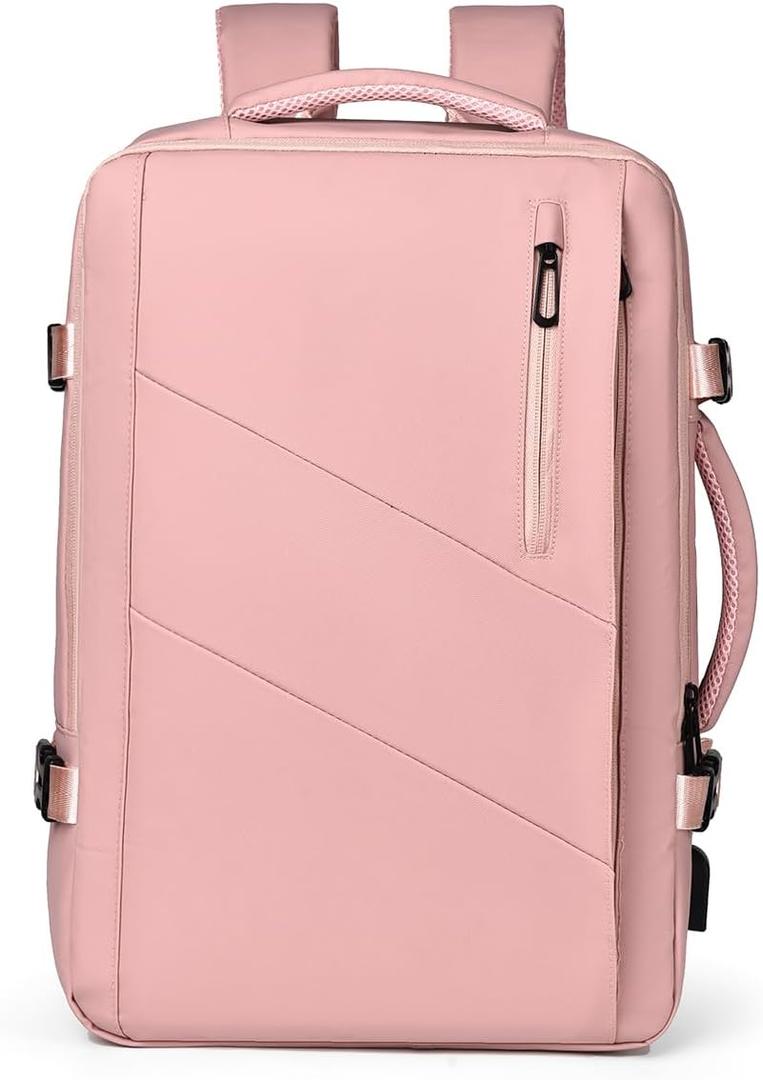Saddhu Travel Backpack for Women Flight Approved Expandable Carry on Laptop Daypack for Overnight Weekender (Pink)