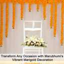 Marubhumi 5-PC Artificial Marigold Flower Garland – 4.5 Feet Long Strands with Bells | Mango Color | Diwali, Wedding, Home, and Christmas Décor