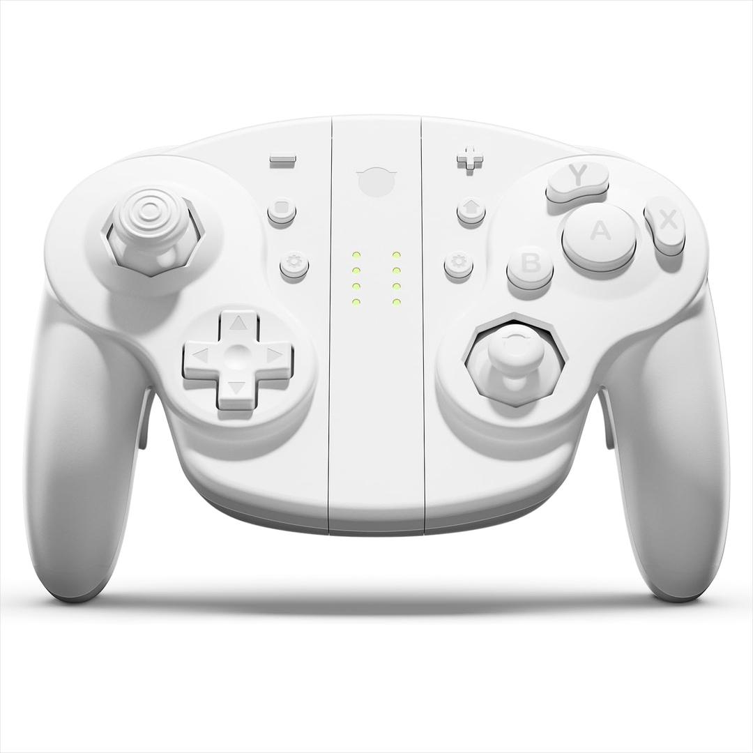 NYXI Wizard 2 Gamecube Switch Controller, TMR Hall Joystick Wireless Switch Controller, Adjustable Triggers,NFC,Programmable Buttons,6-Axis Gyro,HD Rumble for Switch/PC/Wii-White Special Edition