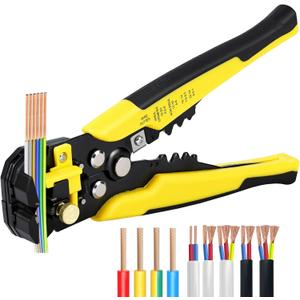 Self-Adjusting Wire Stripper Tool, 3-in-1 Heavy Duty Automatic Electrical Wire Stripper Cutter Crimper, Professional Multi Functional Stripping Tool for 10-24 AWG Solid & Stranded Wire
