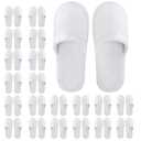 Frcctre 20 Pairs White Disposable Slippers, Closed Toe Soft Coral Fleece SPA Slippers for Women and Men, Comfortable Non-Slip Disposable Slippers for Travel Guests Hotel Home Salon