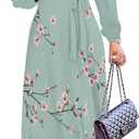 PinkPatty Women's Long Sleeve Maxi Dress Plus Size Trendy Wedding Guest Wrap Dress with Pockets&Belt (Blue, XL)