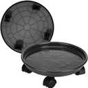 2 Pack Plant Caddy With Wheels,Plant Rollers With Wheels, Round Potted Rolling Plant Stands With Wheels Heavy Duty Flower Pot Rack on Rollers Dolly Trolley Saucer Tray Pallet Plant Dolly (15.5inch, Black)