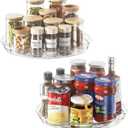 LAMU 2 Pack Lazy Susan Organizer 9.25 inch Lazy Susan Turntable for Cabinet, Rotating Spice Organization for Cabinet, Kitchen, Table Top, Countertop, Pantry Fridge Organizers and Storage, Clear