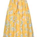 GRACE KARIN Women's 2025 Summer Maxi Dress Floral Tie Front Spaghetti Strap Casual Boho Beach Flowy Sundress with Pockets (Medium, Yellow White Floral)