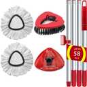 2 Pack Spin Mop Replace Heads for Cedar EasyWring 1 Tank, 30-58" Mop Handle, Mop Base and Scrub Brush Combo Set Replacement, Microfiber Mop Refills (Gray)
