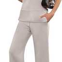 Womens 2 Piece Outfits Sweatsuits Set Casual Wide Leg Pants Lounge Sets Summer Beach Vacation Spring Travel Khaki, Large