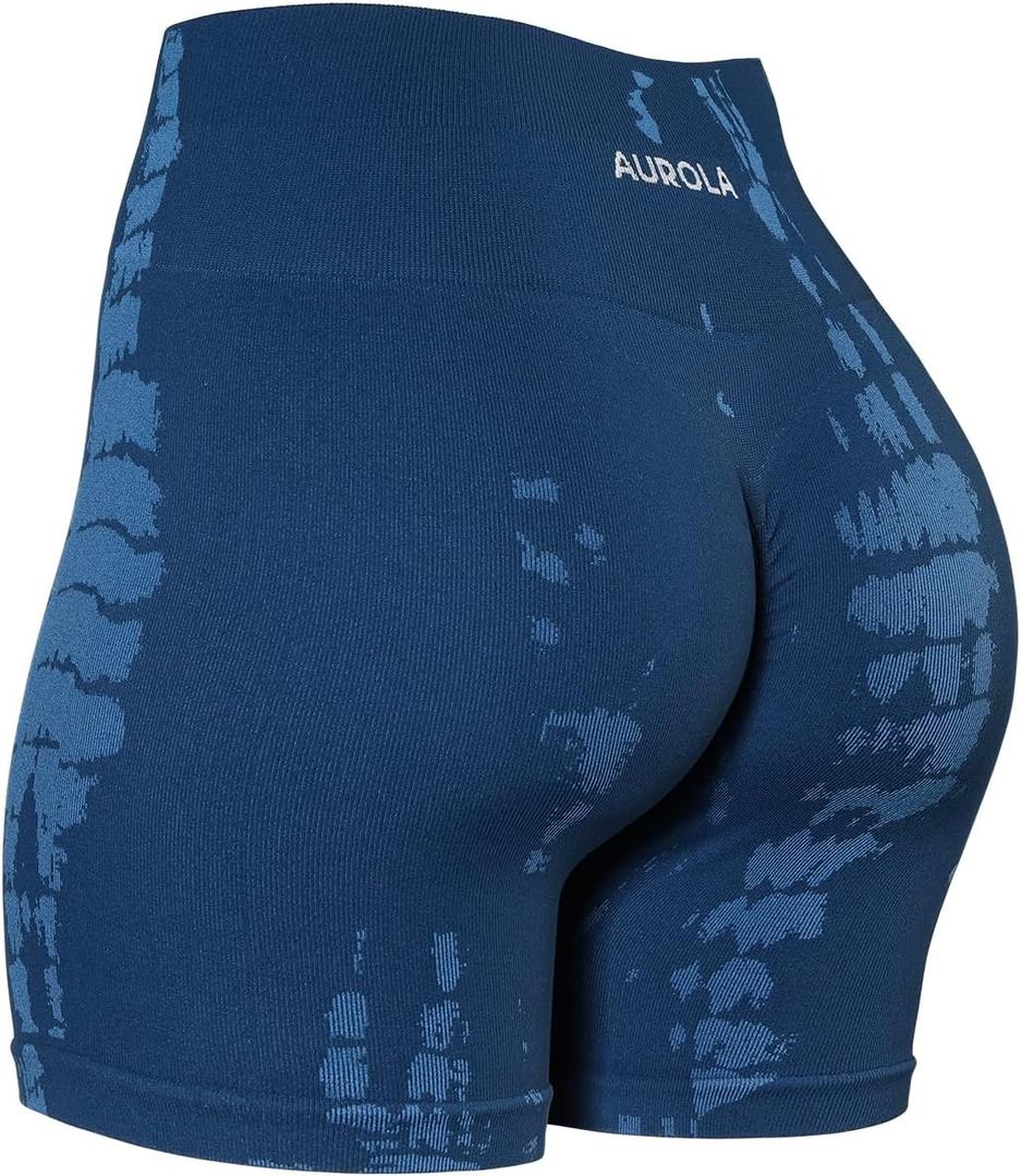 AUROLA Serpent Seamless Scrunch Workout Shorts for Women,Tummy Control Squat Proof Ribbed Thick Active Gym Short,Medium
