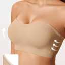 LetsJoli Push Up Strapless Bras for Women Supportive Bandeau Bra Non Slip Wireless No Underwire Padded Tube Bra (Beige, 2XL)