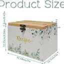 Wooden Recipe Box With Leaf Pattern, Recipe Cards And Box Set Includes 100 4x6 Recipe Cards, 12 Dividers Smooth Hinge, Sturdy Packaging Built-In Recipe Holder Slot, Farmhouse Recipe Box