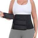 Postpartum Belly Band Abdominal Binder Post Surgery, for Natural Delivery & C-Section Recovery, 9.7" High Adjustable Compression Belly Wrap,Polyester Made with Bamboo Charcoal Fiber (Black, X-Large)
