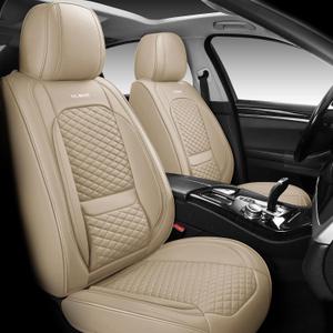 Full Coverage Faux Leather Car Seat Covers Full Set Fit for Cars Trucks Sedans SUVs with Waterproof Leatherette in Auto Interior Accessories (Beige) Full Coverage Faux Leather Car Seat Covers Full Set Fit for Cars Trucks Sedans SUVs with Waterproof Leatherette in Auto Interior Accessories (Beige)