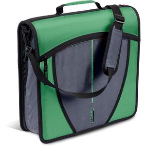 Case-it Mighty Zip Tab School Zipper Binder | 3-Inch O-Rings, 600-Sheet Capacity, 5-Subject Expanding File Folder, Multiple Pockets & Storage Organizer, Shoulder Strap | D-146 Canopy Green