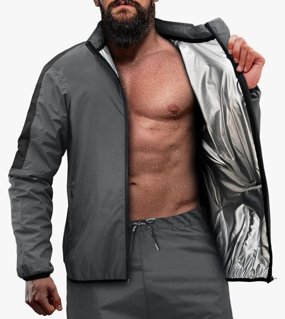 RDX Sauna Suit Full Body Heat Sweat Suit, REACH OEKO TEX 100 CERTIFIED, Anti Rip Long Sleeve Tracksuit Top Bottom SIZE S