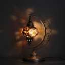 Asylove Turkish Moon Lamp, Mosaic Moroccan Table Lighting, Standing Turkish Lamp, Decor Home Floor Lighting Accessory, Total Dim. 7.5 x 11 x 18 inches (Coffemilk)