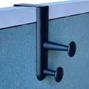 Tetra-Teknica Cubi-pro CWH03 Over-The-Panel Cubicle Partition Wall Garment Hanger with Double Posts, 2 1/2" - 3" Panels, Black