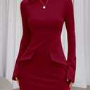 PRETTYGARDEN Womens Fall Long Sleeve Mini Dress 2025 Trendy Boat Neck Bodycon Knit Elegant Short Party Formal Dresses (Red,XX-Large)