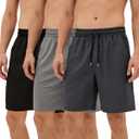 3 Pack Mens Athletic Shorts Mens Workout Shorts with Pockets Elastic Waist Drawstring Quick Dry Mens Running Shorts (M)