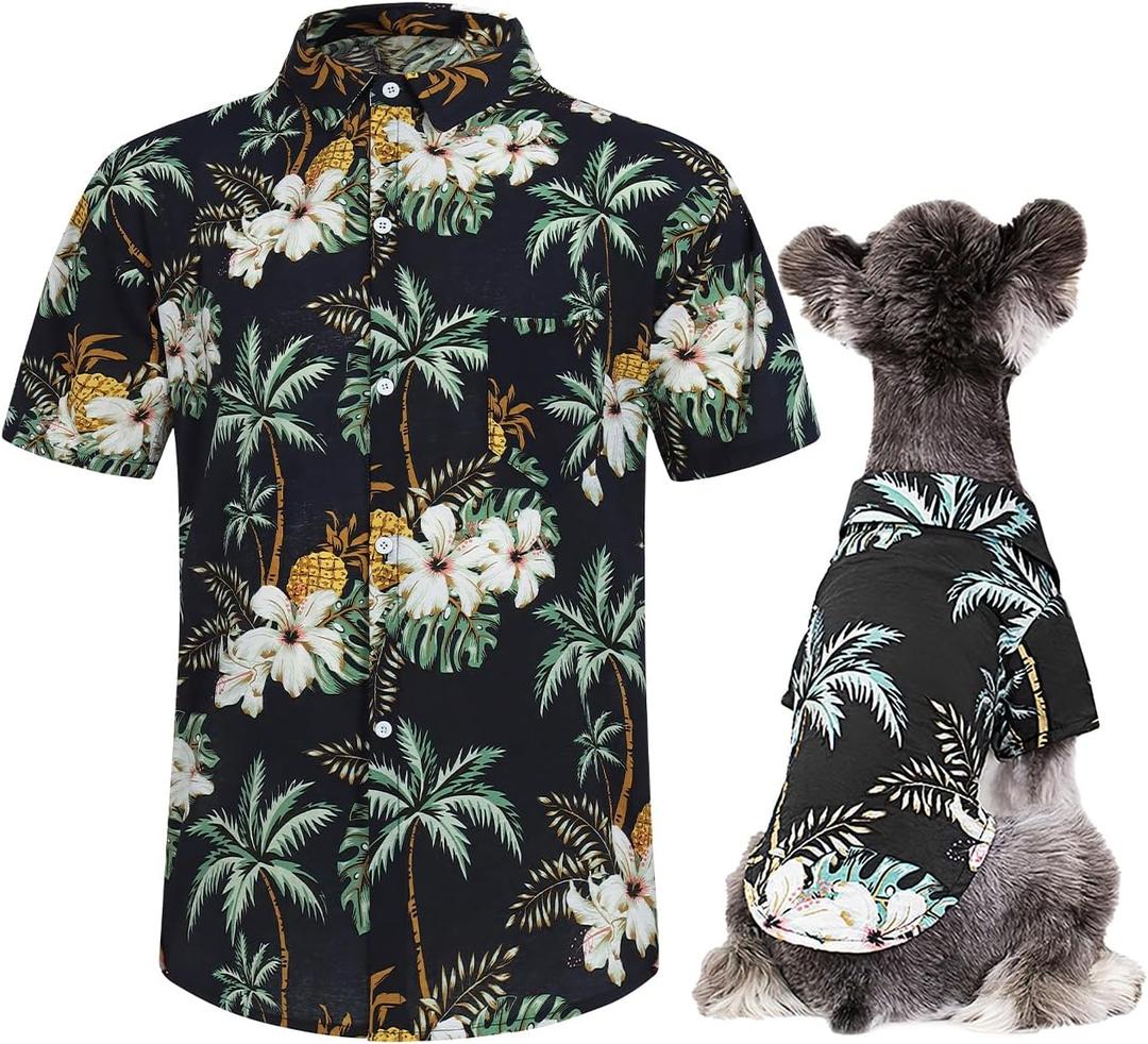 Hawaii Dog Shirt, Pet Summer T-Shirts Dog Style Floral Breathable Cool Clothes Hawaiian Shirts for Small Dogs and Cats Owner and Pet Shirts are Sold Separately, L for Pets