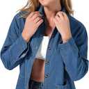 roswear Jean Shirt for Women Button Down Shirts Denim Tops Western Fall Outfits (Blue, XL)