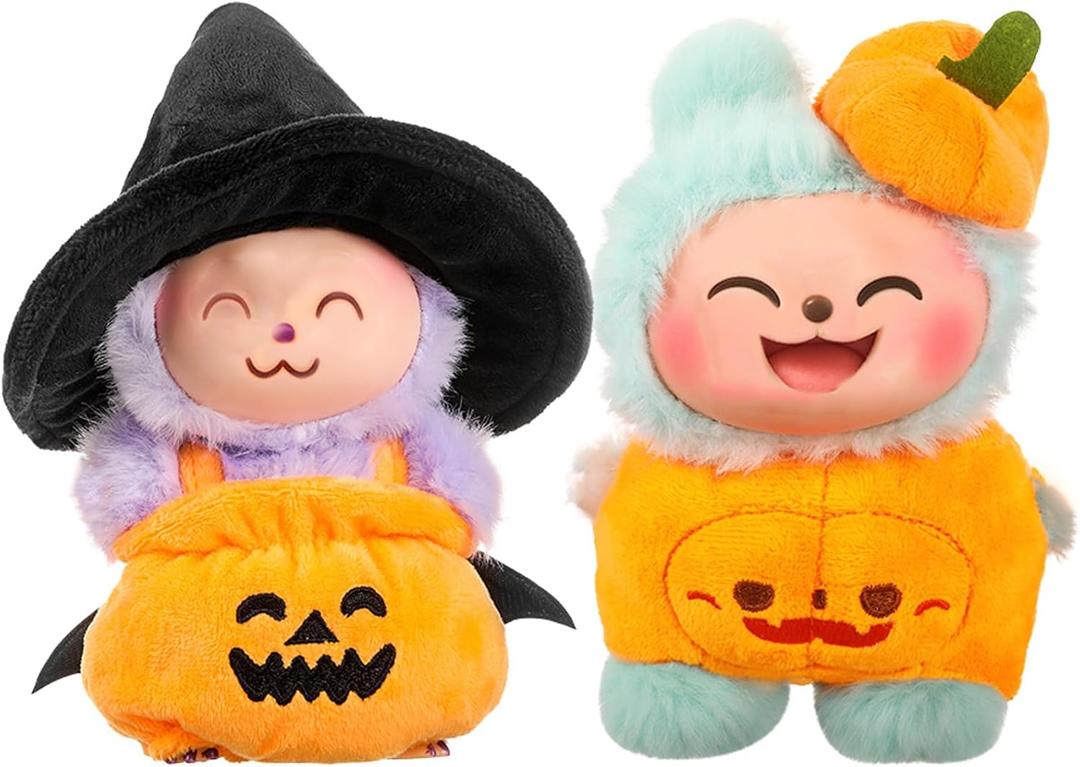 2 Sets Halloween Doll Clothes for 17 cm Doll Cute Pumpkin Costume Outfit Set Fits 6.7 Inch Clothes Accessories for Holiday Daily Costume