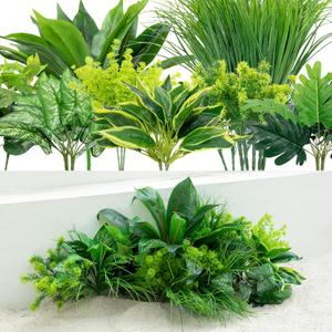 Yuyueflow 20Pcs Outdoor UV-Resistant Artificial Plants, Realistic Green Boxwood Shrubs, Faux Plastic Greenery, Suitable for Outdoor Hanging Gardens, Porches, Window Boxes, Wedding, and Farmhouse Decor