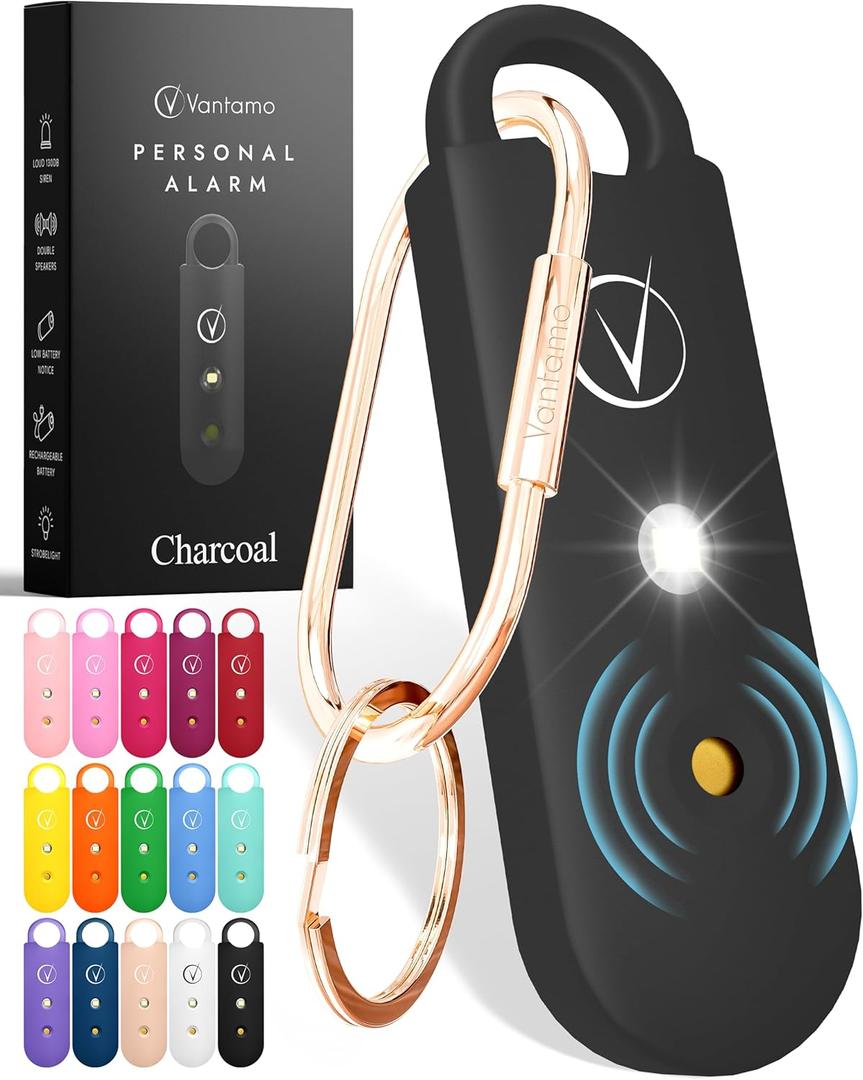 Vantamo Personal Alarm for Self Defense with Low Battery Notice, Strobe Light & Extra Loud 130 dB Double Speakers Safety Keychain Set for Women, Rechargeable Panic Button for Womens Self Defense (Charcoal) Vantamo Personal Alarm for Self Defense with Low Battery Notice, Strobe Light & Extra Loud 130 dB Double Speakers Safety Keychain Set for Women, Rechargeable Panic Button for Womens Self Defense (Charcoal)