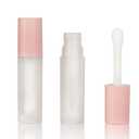 COSIDEA 24 pcs Empty 5ml big brush lip gloss tube Pink round lipgloss tubes container with big doe foot wand cosmetic packing containers (Clear bottle)