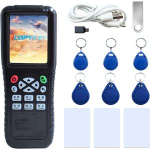 X100 RFID Reader Writer (RFID Copier Multi-Frequency Smart Card Reader ID IC Elevator Card RFID Writer for Access Control System with 125khz T5577 Key Fobs/Cards and 13.56mhz IC Key Tags)