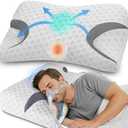 IKSTAR CPAP Pillow for Side Sleepers – Fits All CPAP Mask Types – Adjustable Memory Foam with Contoured Cutouts for Side, Back & Stomach Sleepers – Reduces Air Leaks & Mask Pressure a Better Sleep
