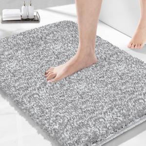 Dark Gray and Light Gray Bathroom Rugs 27.5"x19.6",Extra Soft Absorbent Thick Shaggy Bath Mat, Non Slip Quick Dry Bath Mat, Machine Washable bath rugs for bathroom, Microfiber Rugs for Shower Bathtubs