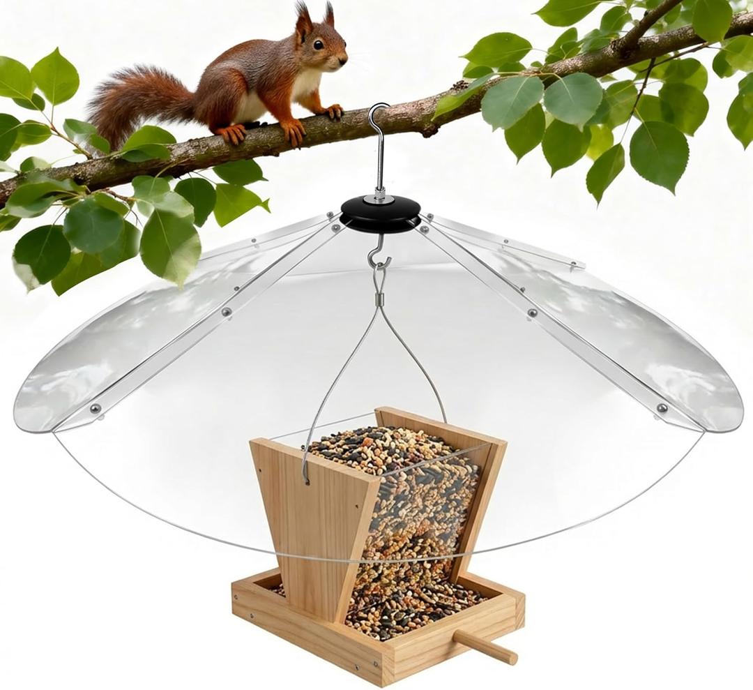 24 Inch Oversized Squirrel Baffle for Hanging Bird Feeder, Clear PC Bird Feeder Baffle Dome, Full Protection for Outdoors, Chew Proof Birds Feeders Rain Guard Cover Outdoors (One Pack)