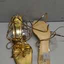 Heels for Women Square Open Toe Lace Up Thong Strappy Heel Sandals Sexy Tie Up Clear Chunky Heeled Sandals for Party Wedding. Size 10