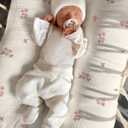 Muslin Baby Lounger Cover 2 Pack, Soft Breathable Newborn Lounger Pillow Cover for Boys Girls Infant (Flower G & Pink)