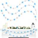 TBD Decor 3pk Blue Pom Pom Garland 20FT Colorful Large Felt Ball Garland for Mantle,Indoor Holiday Wedding Birthday Party Supplies