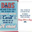 2 x Funny Father's Day Card for Dad, Unique Happy Fathers Day Cards Gift from Son or Daughter, Humorous Appreciation Card from Kids for Father